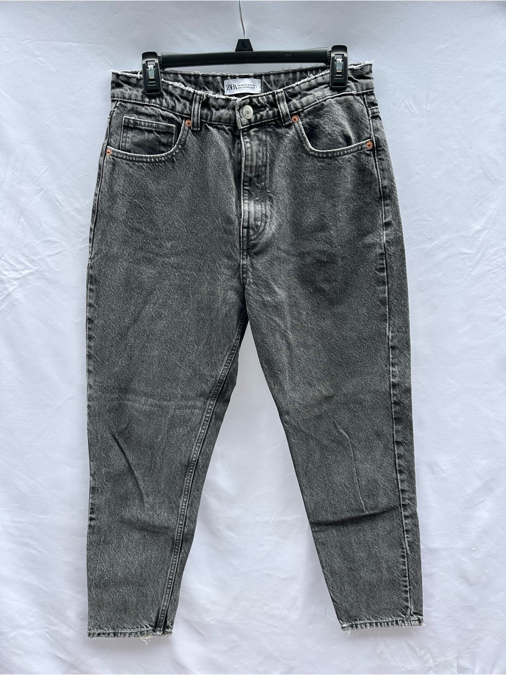 Zara Women’s Black Distressed Tapered Jeans